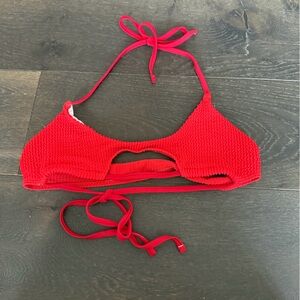Red Textured Bikini Top